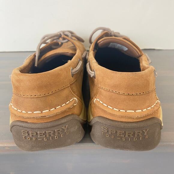 Sperry Mens Intrepid Boat Shoes Size 10 Tan Leather Top Sider Comfort Shoes - Picture 3 of 9